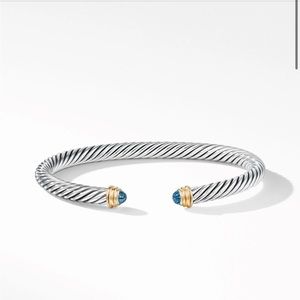 David yurman Cable Classics Bracelet Sterling Silver Blue Topaz 14K Yellow Gold